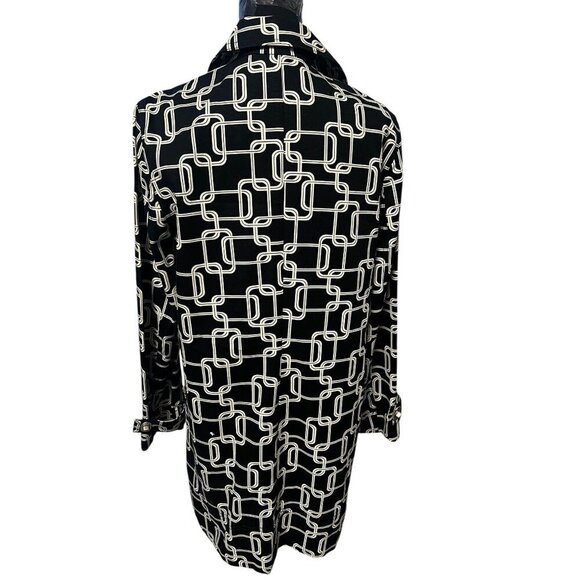 George Long Jacket Womens Small Black & White Chain Print Button-Up Fall outdoor - Picture 4 of 7